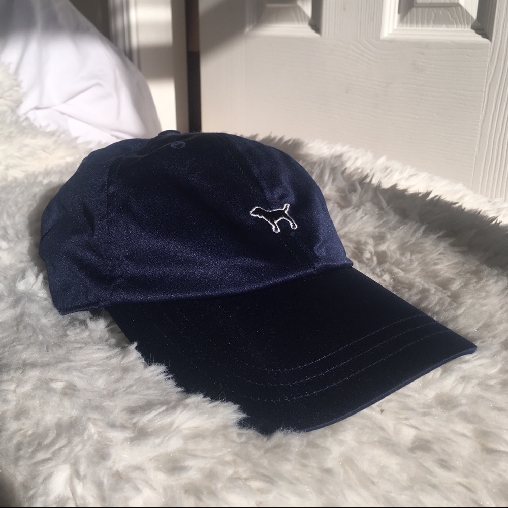 NAVY BLUE VELVET “PINK” CAP